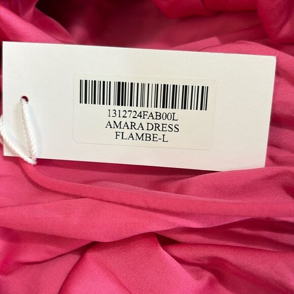 Reformation Amara Mini Cotton Dress Flambe Pink Large NEW $180 - Picture 2 of 6